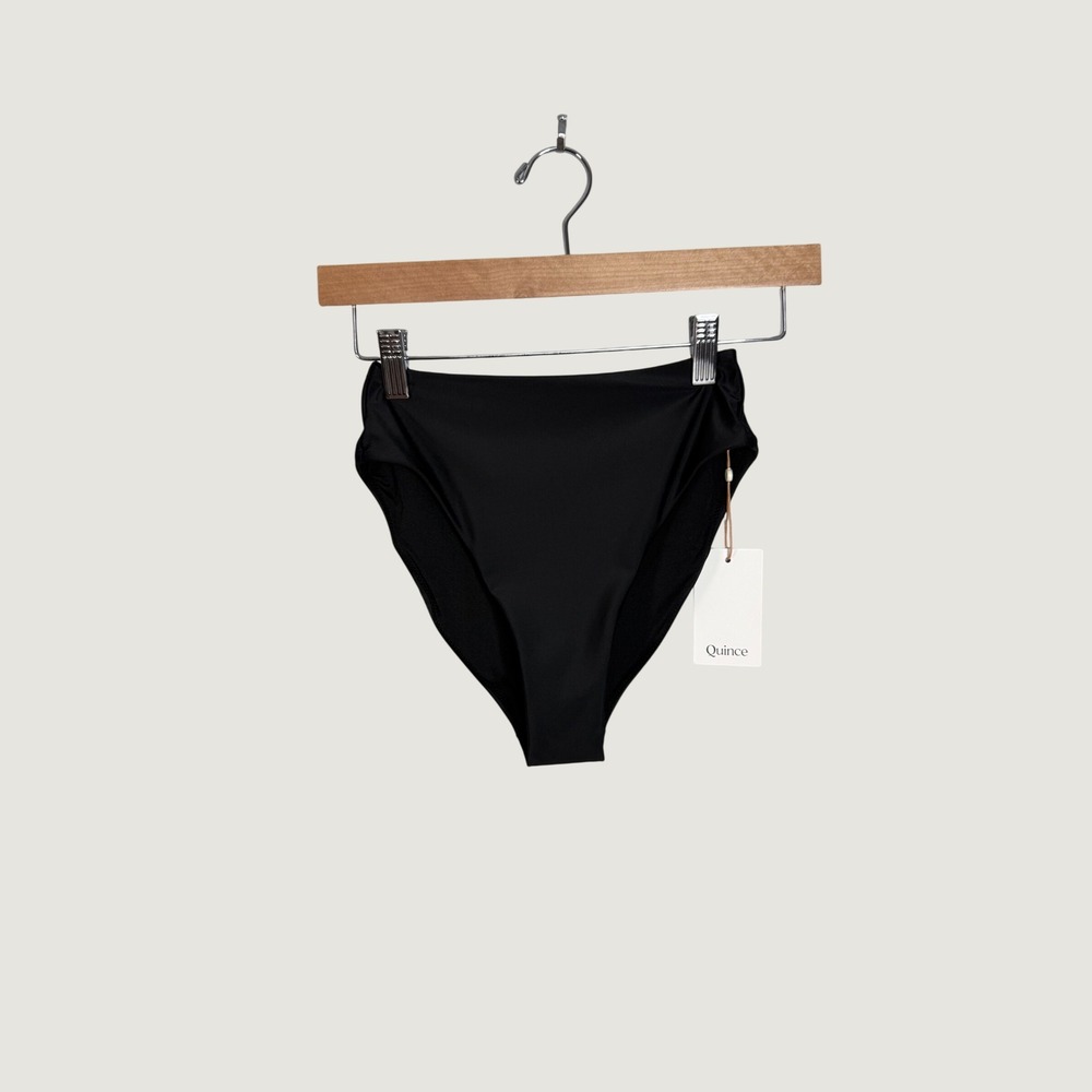 Quince Womens High Waisted Bikini Bottoms Black  XS NWT